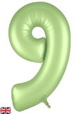 Oaktree 34inch Number 9 Satin Pastel Pistachio - Foil Balloons